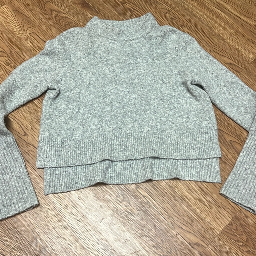 ALL SAINTS Women's Sweater Wool Yak Blend Grey Mock Neck Small